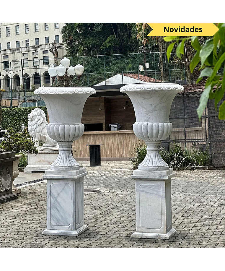 imagem do produto Par de Vasos em M�rmore Branco 200cm VMP138 Luxo Monumental