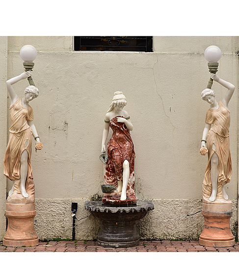 imagem de Par Luminrias em Mrmore Rosa 230cm - EMP485