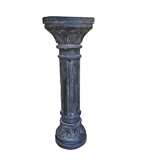 imagem de Pedestal Redondo em Mármore Preto 100cm VRMP170 Para Esculturas e Decoração de Luxo