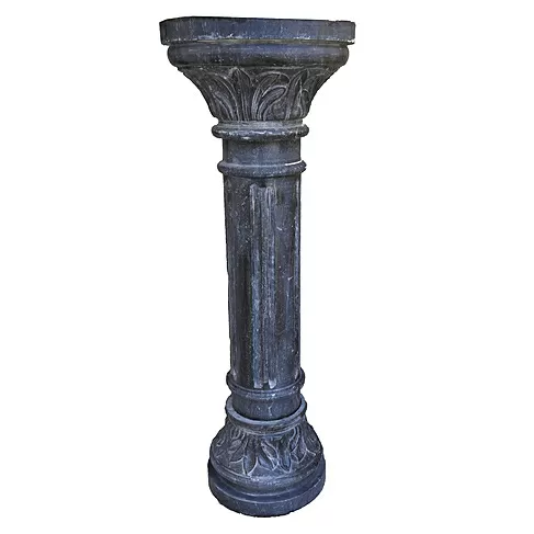 imagem de Pedestal Redondo em Mármore Preto 100cm VRMP170 Para Esculturas e Decoração de Luxo
