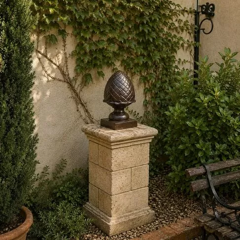 imagem de Pinha Decorativa em Ferro Fundido 45cm VRF159 Para Jardins e Projetos Clássicos 