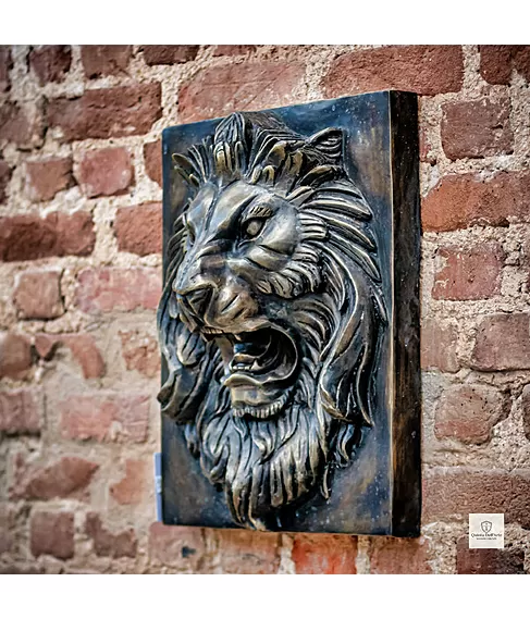 imagem de Placa Cara de Leão em Bronze 50cm VRBZ329 Elegância e Presença