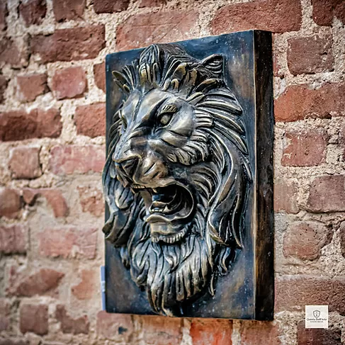 imagem de Placa Cara de Leão em Bronze 50cm VRBZ329 Elegância e Presença