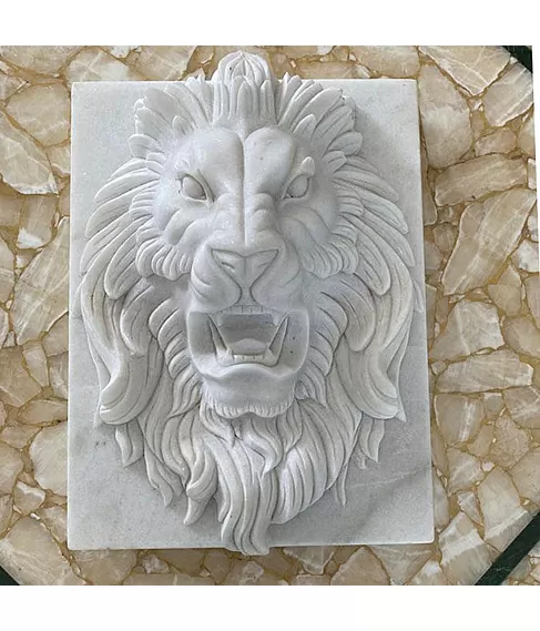 imagem de Placa de Mármore Cara de Leão 50cm VRMP328 Elegância Clássica