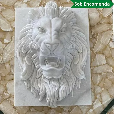 imagem de Placa de Mármore Cara de Leão 50cm VRMP328 Elegância Clássica