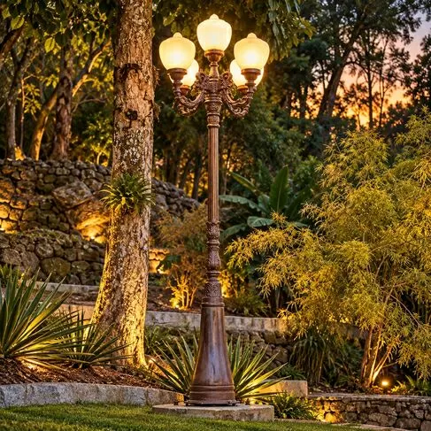 imagem de Poste Florença com 5 Braços 330cm VRF283 Para Iluminação de Jardins e Áreas Externas 