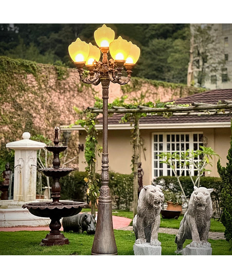 imagem do produto Poste Floren�a com 5 Bra�os 330cm VRF283 Para Ilumina��o de Jardins e �reas Externas 