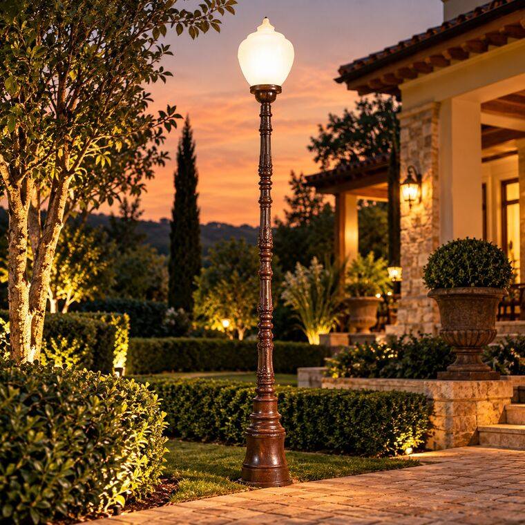 imagem do produto Poste It�lia 220cm VRF257 Para Ilumina��o Cl�ssica de Jardins e �reas Externas 