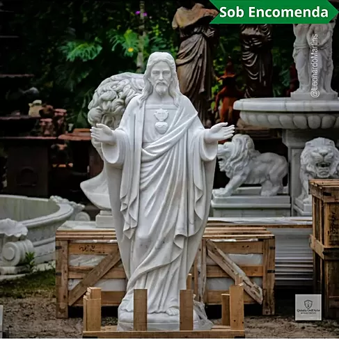 imagem de Sagrado Coração de Jesus Braços Abertos 160cm - IMP356 Escultura Religiosa Clássica