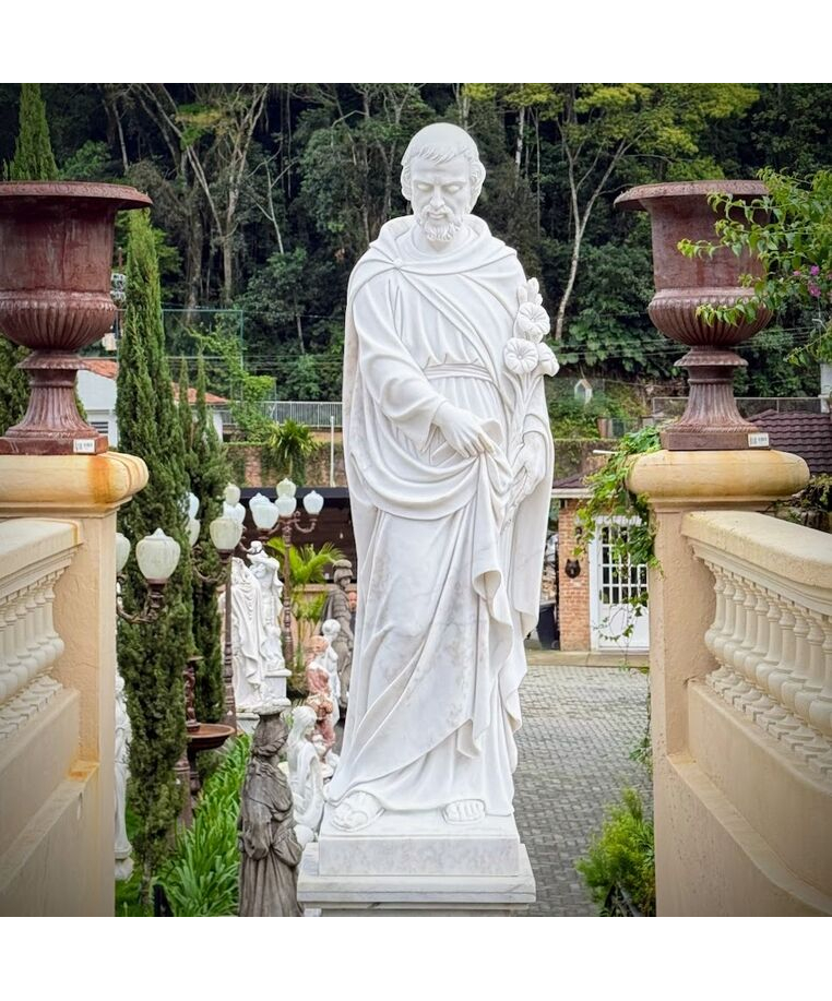 imagem do produto S�o Jos� M�rmore Branco 160cm - IMP351 - Escultura Religiosa Cl�ssica para Ambientes