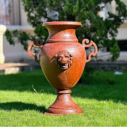 imagem de Vaso Decorativo Anfora Cara de Leao 85cm - VF037B Clássico Imponente