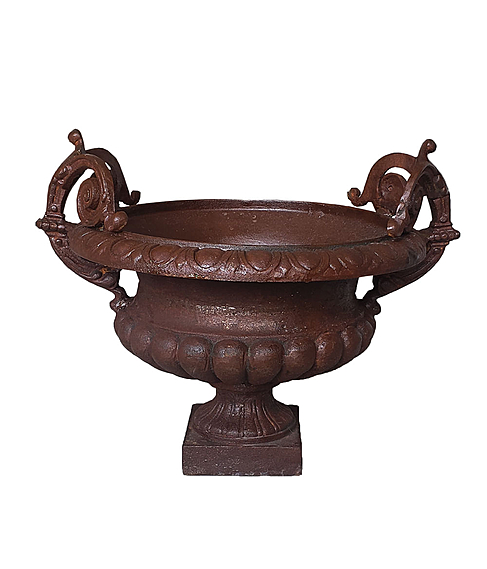 imagem de Vaso Decorativo de Ferro Fundido Pequeno com Ala 45cm - VF038