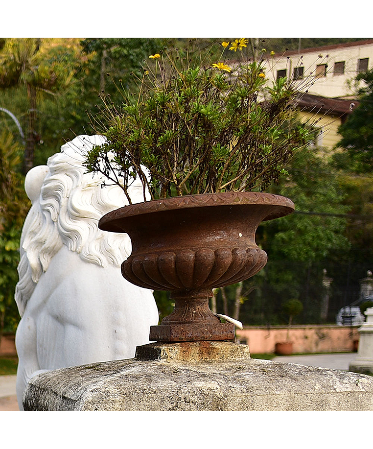 imagem do produto Vaso Decorativo Pequeno Sem Al�a em Ferro Fundido 34cm -VF039 Design Cl�ssico para Jardins