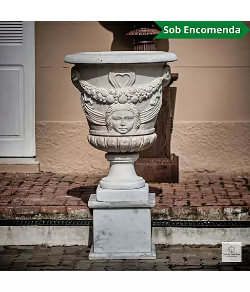 imagem de Vaso Louis com Base em Mármore Branco 150cm - VMP137 Presença Nobre