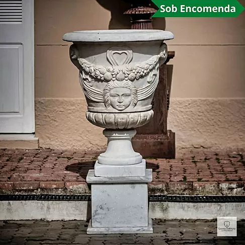 imagem de Vaso Louis com Base em Mármore Branco 150cm - VMP137 Presença Nobre
