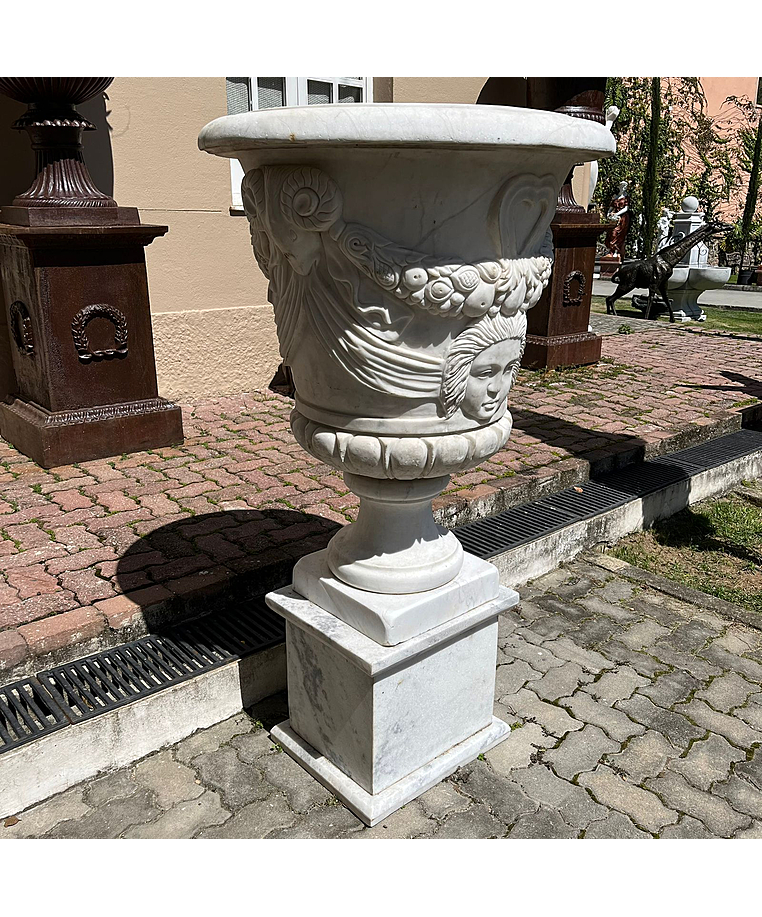 imagem do produto Vaso Louis com Base em M�rmore Branco 150cm - VMP137