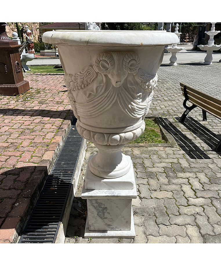 imagem do produto Vaso Louis com Base em M�rmore Branco 150cm - VMP137