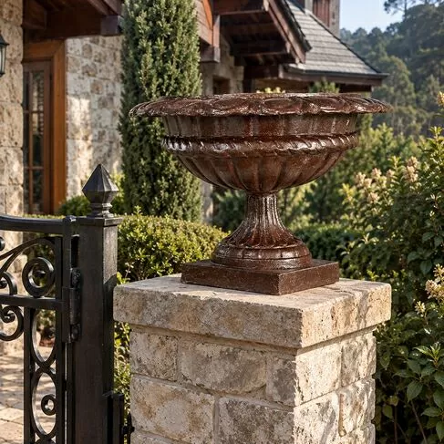 imagem de Vaso Taça Duarco 40cm Ferro Fundido VF091 Elegância Clássica com Detalhes Sofisticados