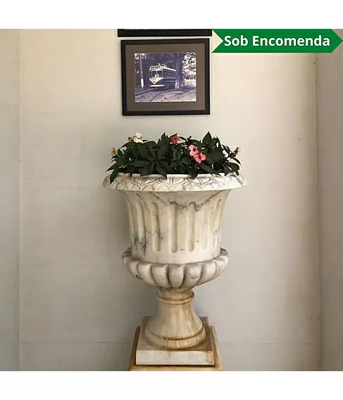 imagem de Vaso Taça Mármore Branco 70cm - VMP114 Elegância Clássica
