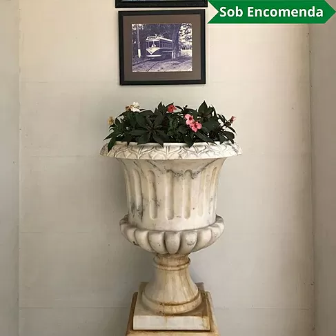 imagem de Vaso Taça Mármore Branco 70cm - VMP114 Elegância Clássica